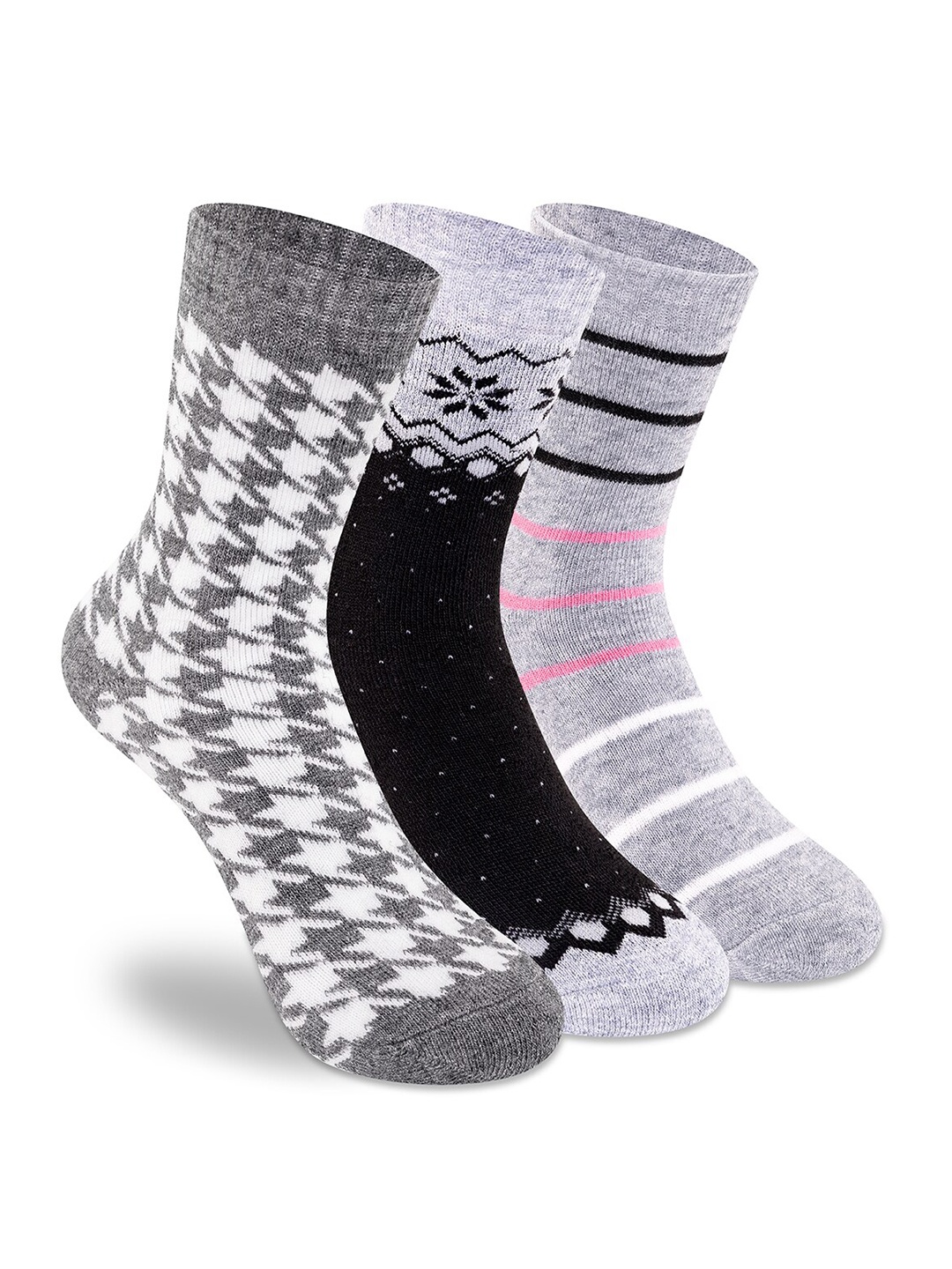 

Supersox Boys Woolen Pack Of 3 Patterned Above Ankle-Length Socks, Grey