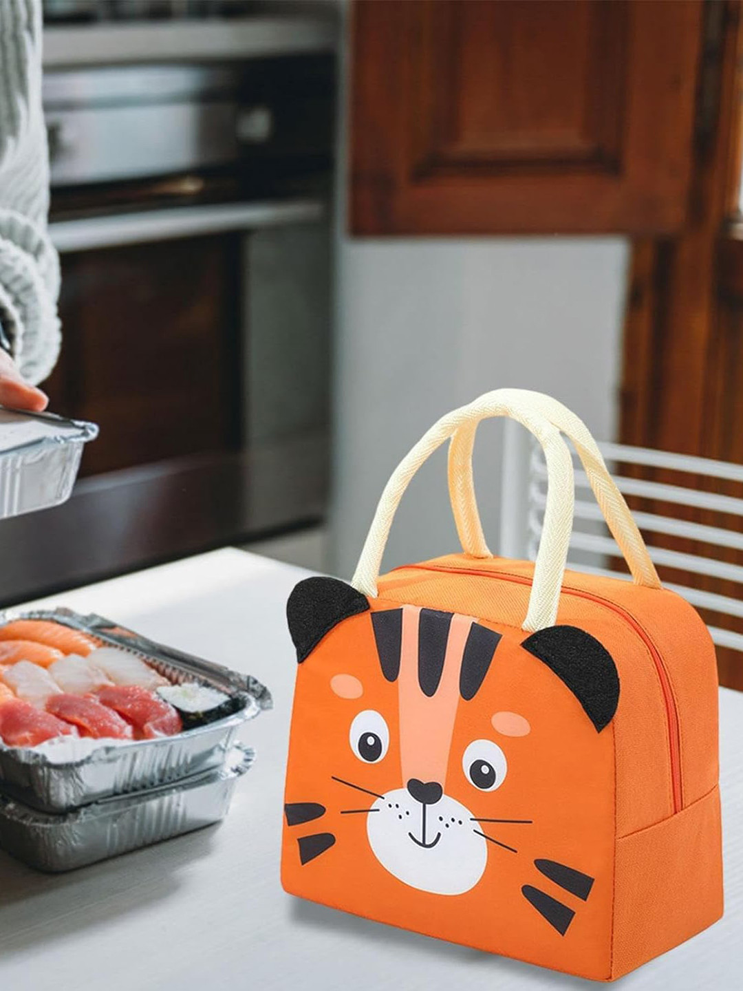 

HOUSE OF QUIRK Orange Printed Waterproof Insulated Lunch Bag