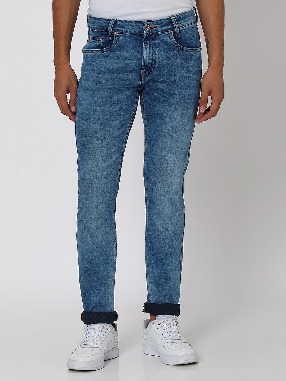 

Mufti Men Original Slim Fit Mid Rise Clean Look Stretchable Jeans, Blue