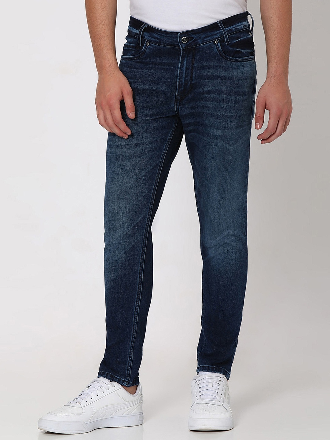 

Mufti Men Original Slim Fit Mid Rise Clean Look Stretchable Jeans, Navy blue