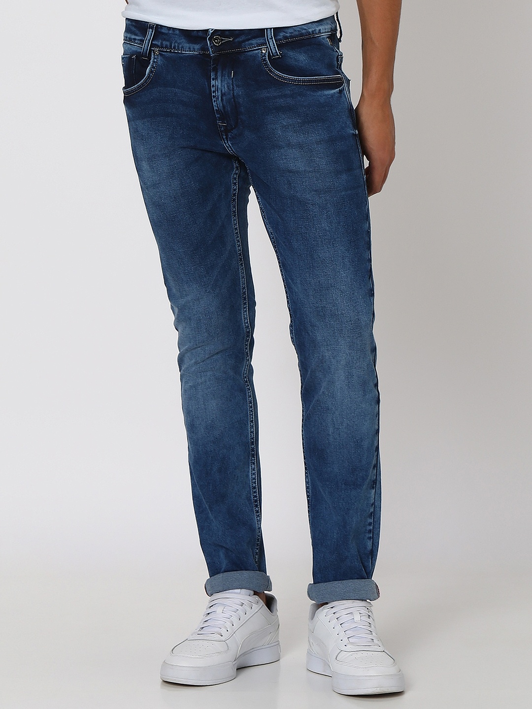 

Mufti Men Slim Fit Heavy Fade Stretchable Jeans, Blue