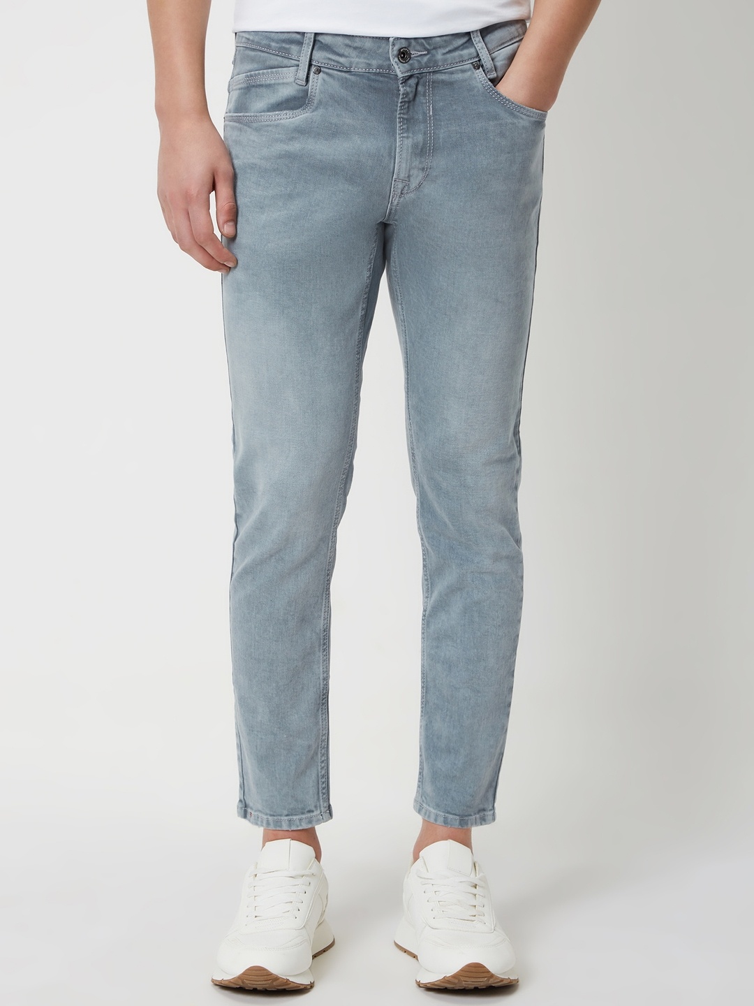 

Mufti Men Mid-Rise Slim Fit Heavy Fade Clean Look Stretchable Jeans, Grey