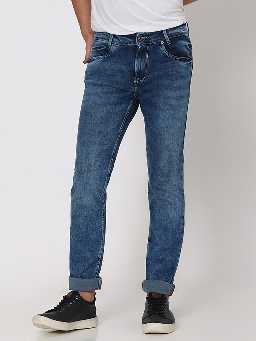 

Mufti Men Mid-Rise Heavy Fade Slim Fit Stretchable Jeans, Navy blue