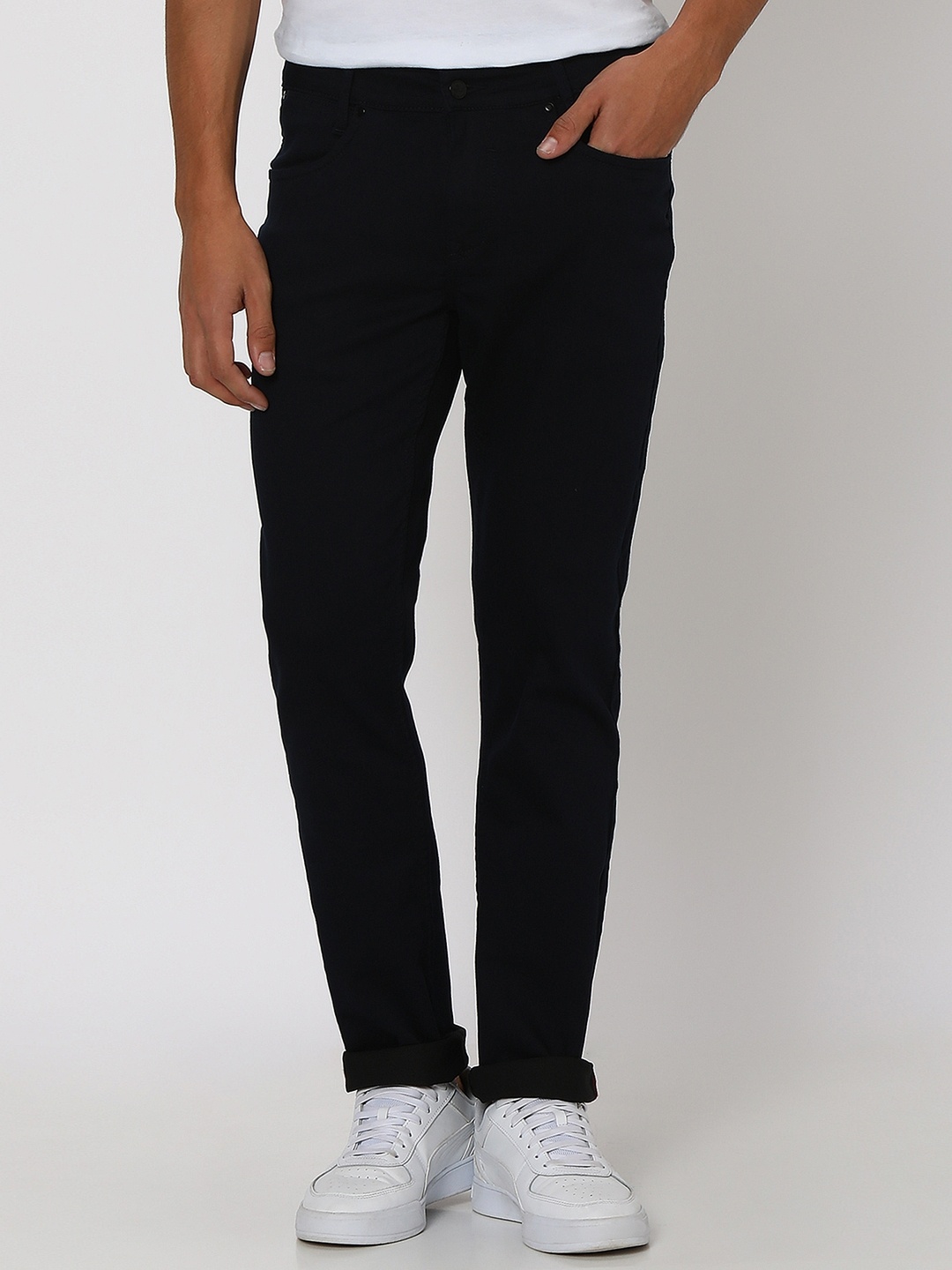 

Mufti Men Slim Fit Mid-Rise Clean Look Stretchable Jeans, Navy blue