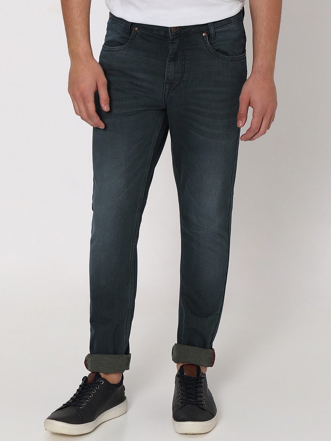 

Mufti Men Skinny Fit Mid-Rise Clean Look Light Fade Stretchable Jeans, Olive