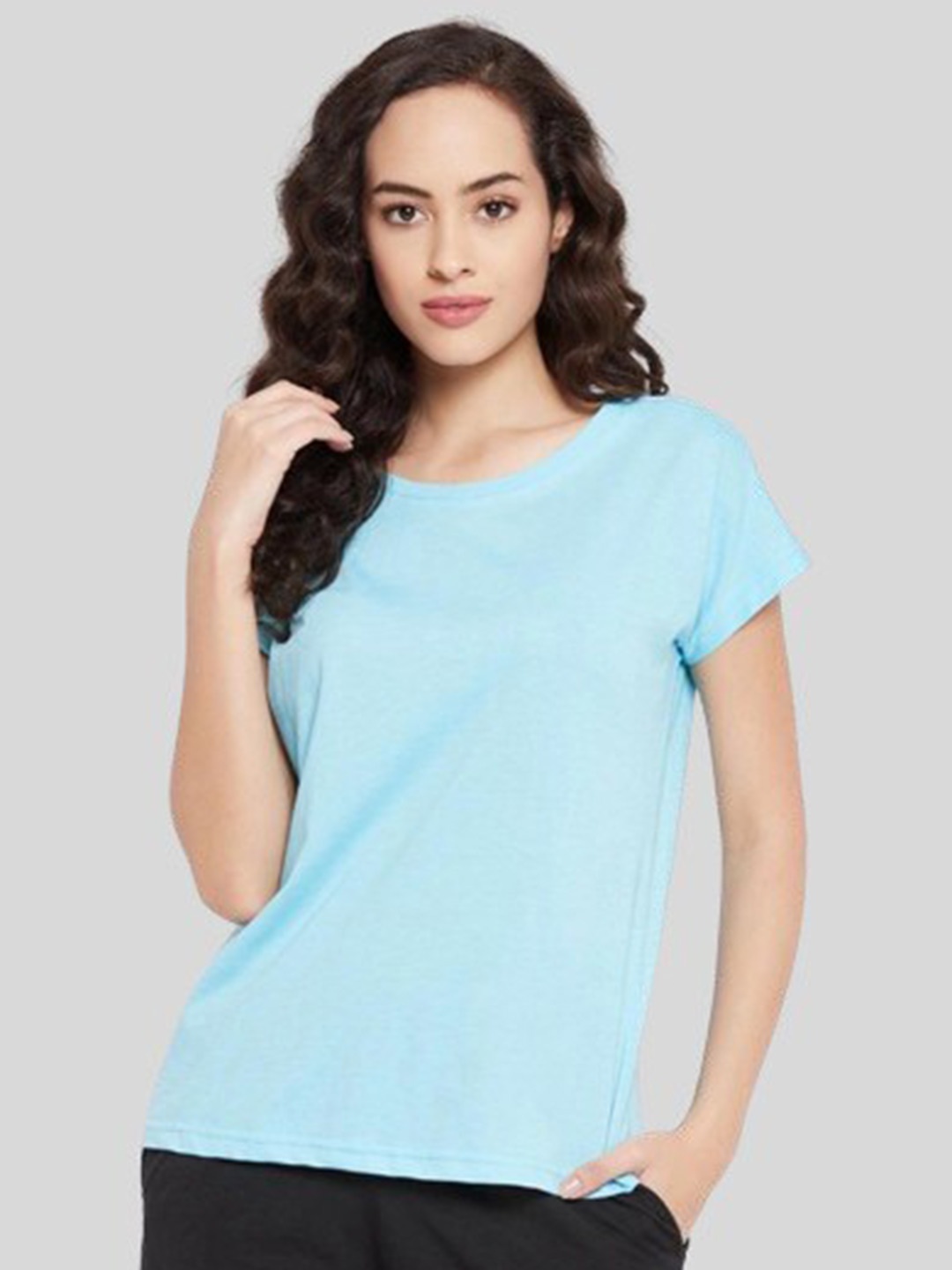 

INDIAN THREADS Round Neck Extended Sleeves T-shirt, Blue