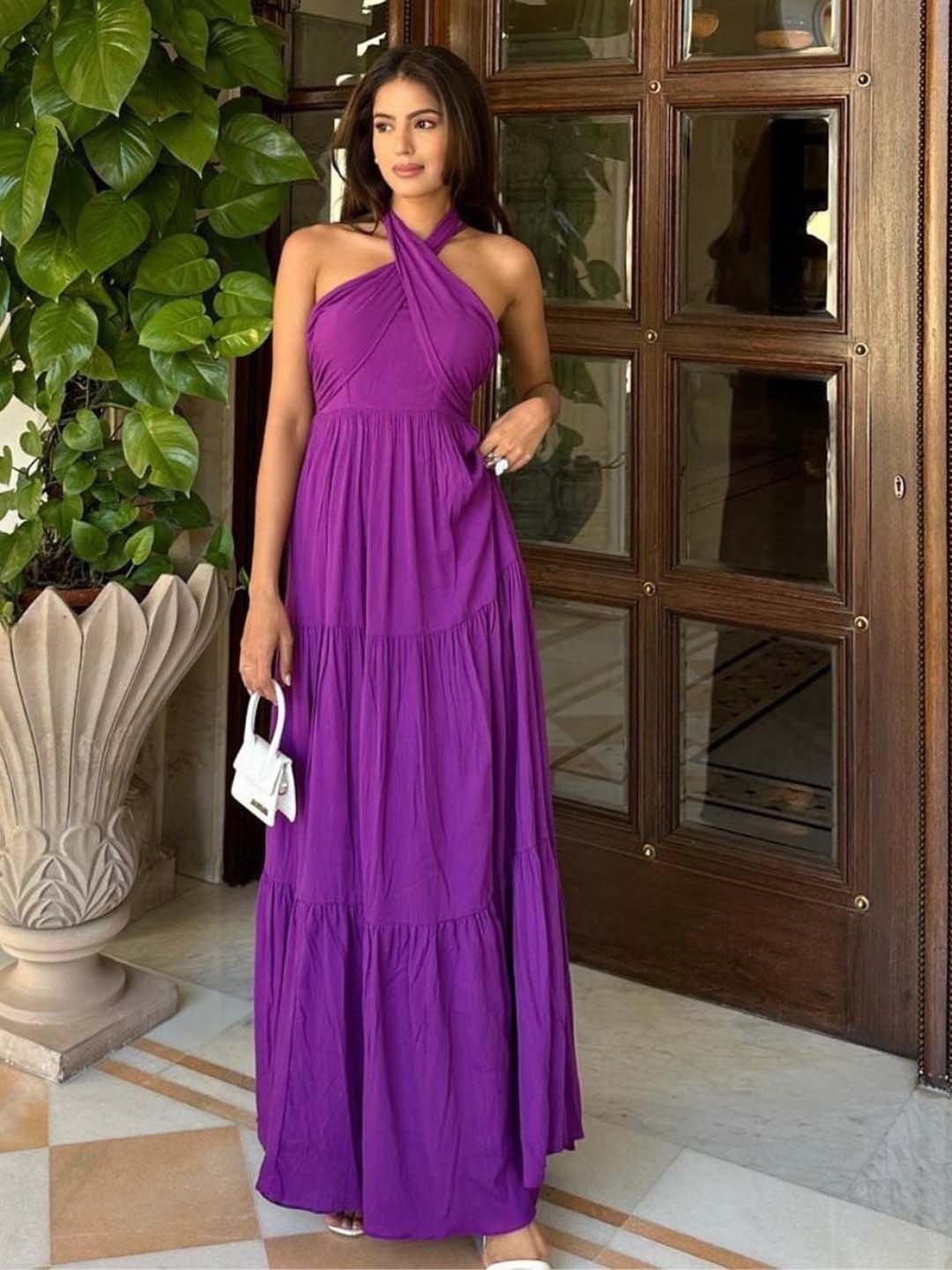 

By The Bay Sleeveless Halter Neck Maxi Dress, Violet