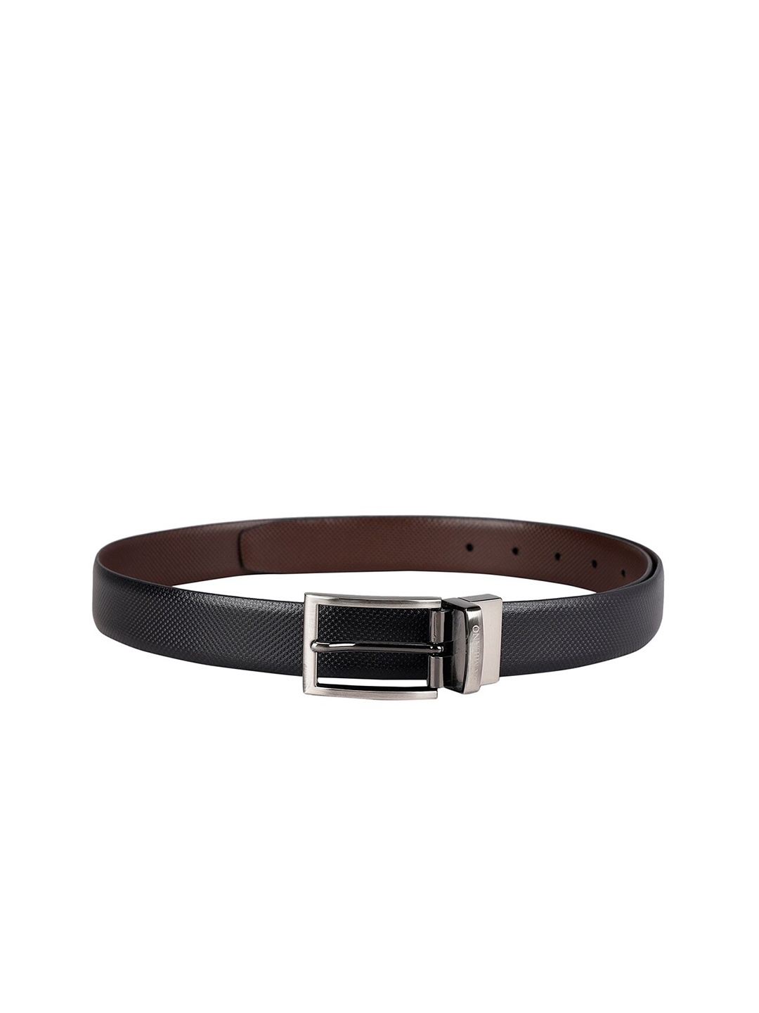 

Da Milano Men Textured Leather Reversible Belt, Black