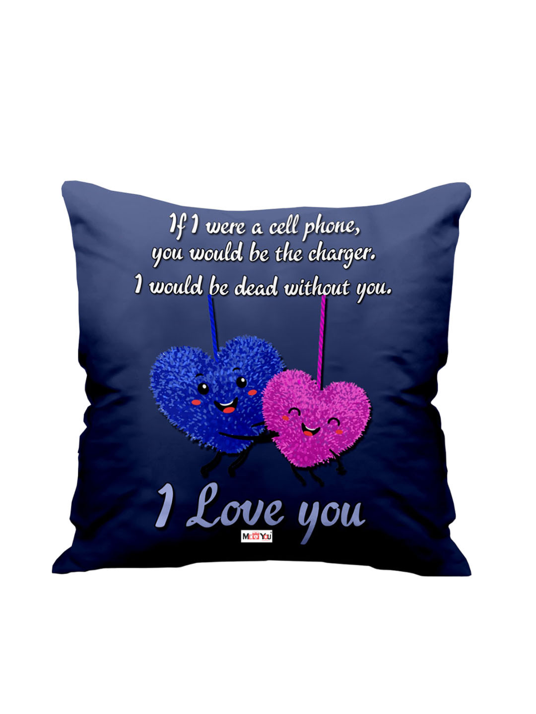 

ME & YOU Navy Blue & White Printed Fibre Filling Square Cushion