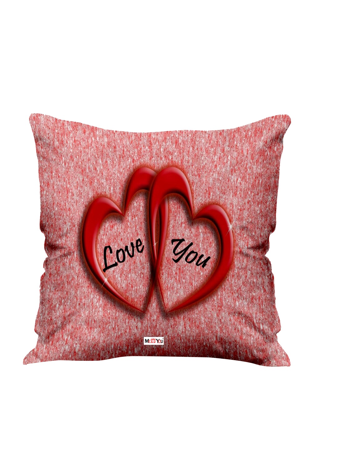 

ME & YOU Red & Black Typography Printed Square Fibre Pre Filled Cushion