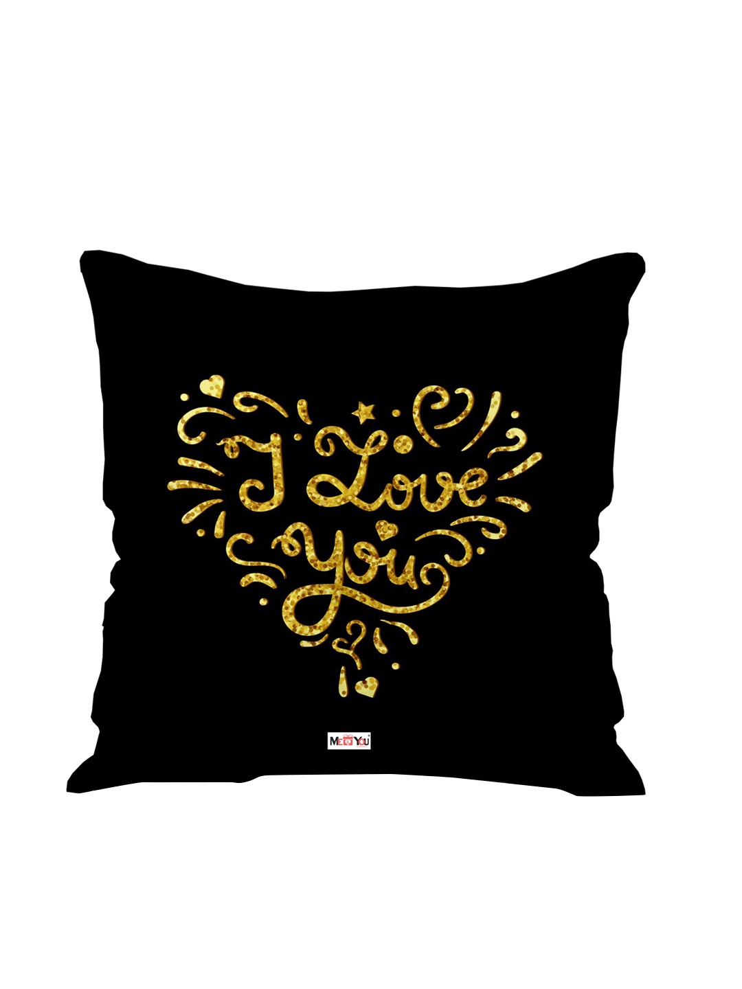 

ME & YOU Black & Gold Toned Printed Fibre Filled Square Cushion