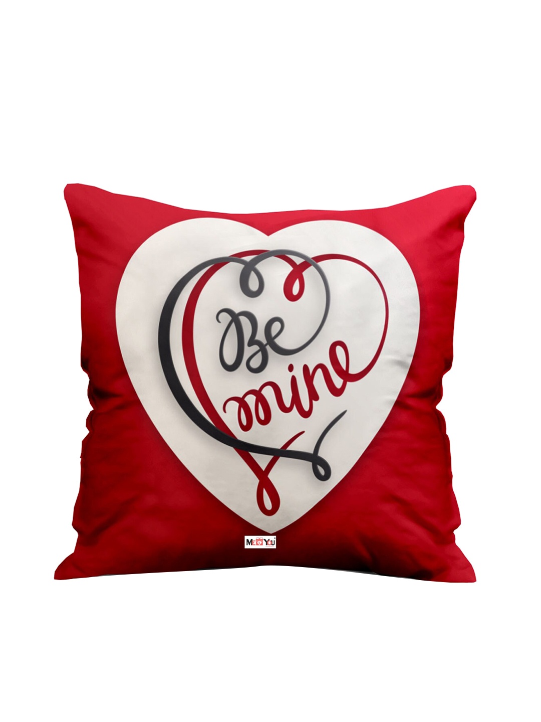 

ME & YOU Red & White Love Quoted Square Shape Fibre Pre Filled Cushion