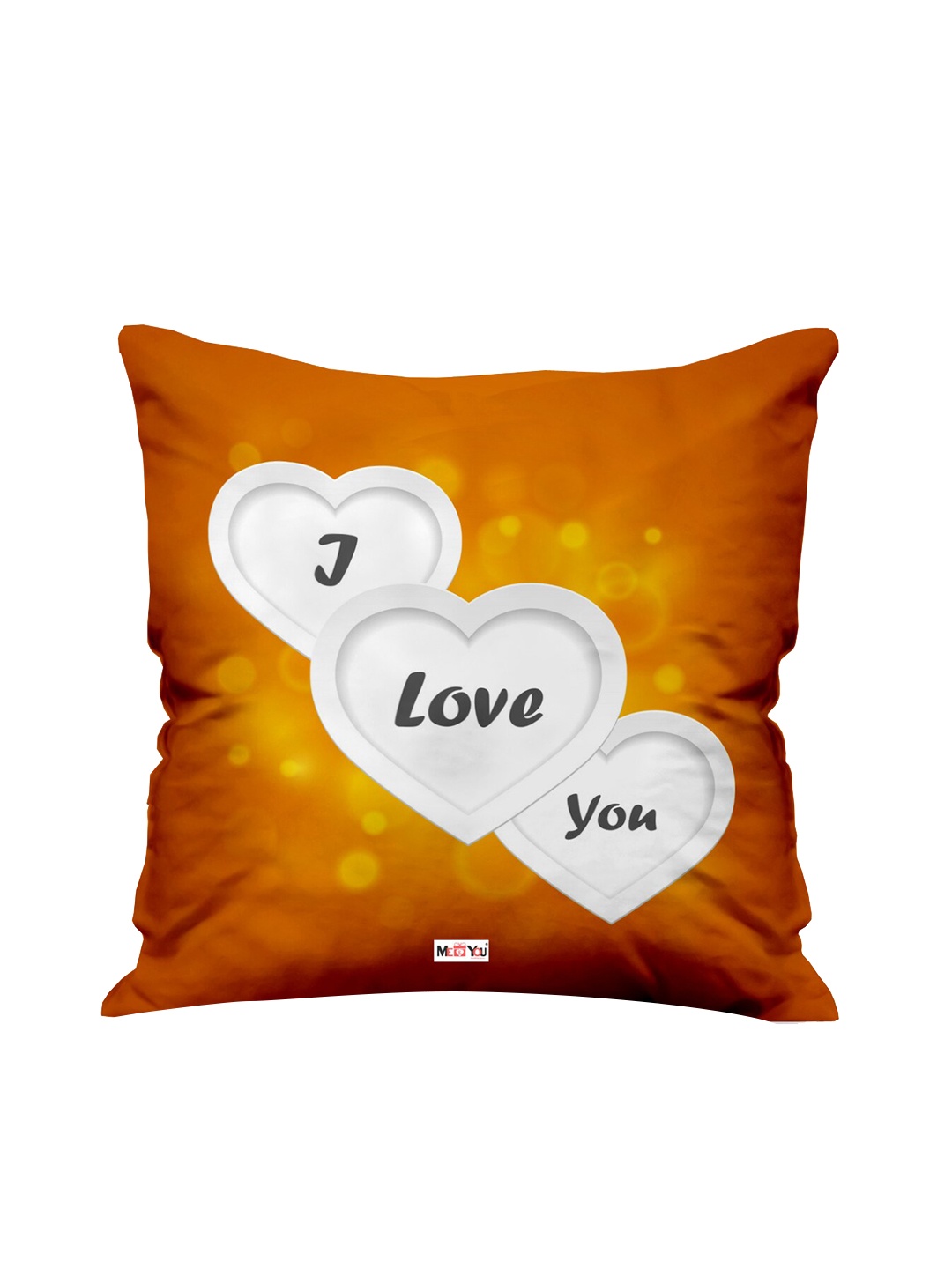 

ME & YOU Orange & White Printed Square Pre-Filled Cushion