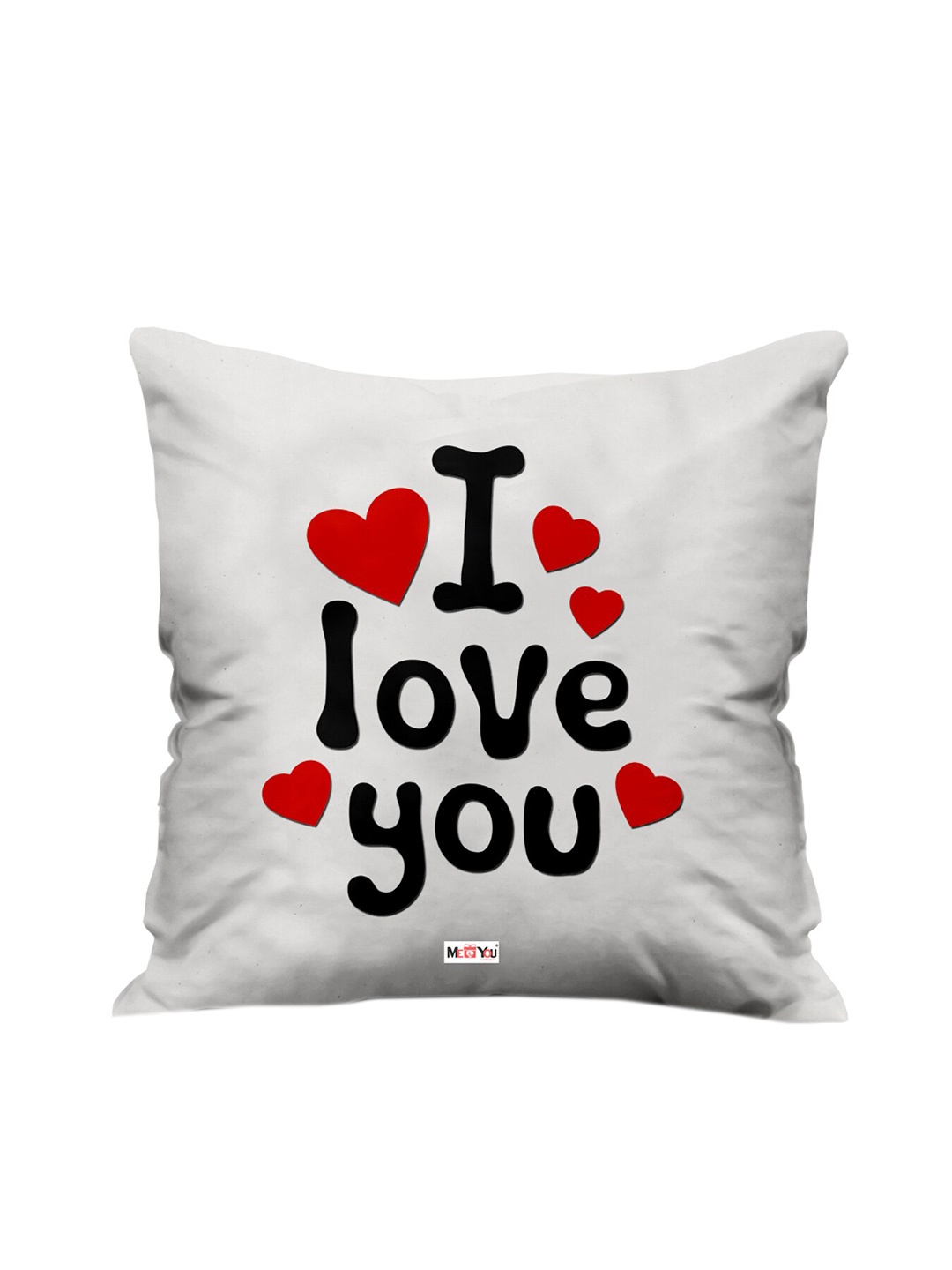 

ME & YOU White & Black Love Printed Square Pre Filled Fibre Cushion