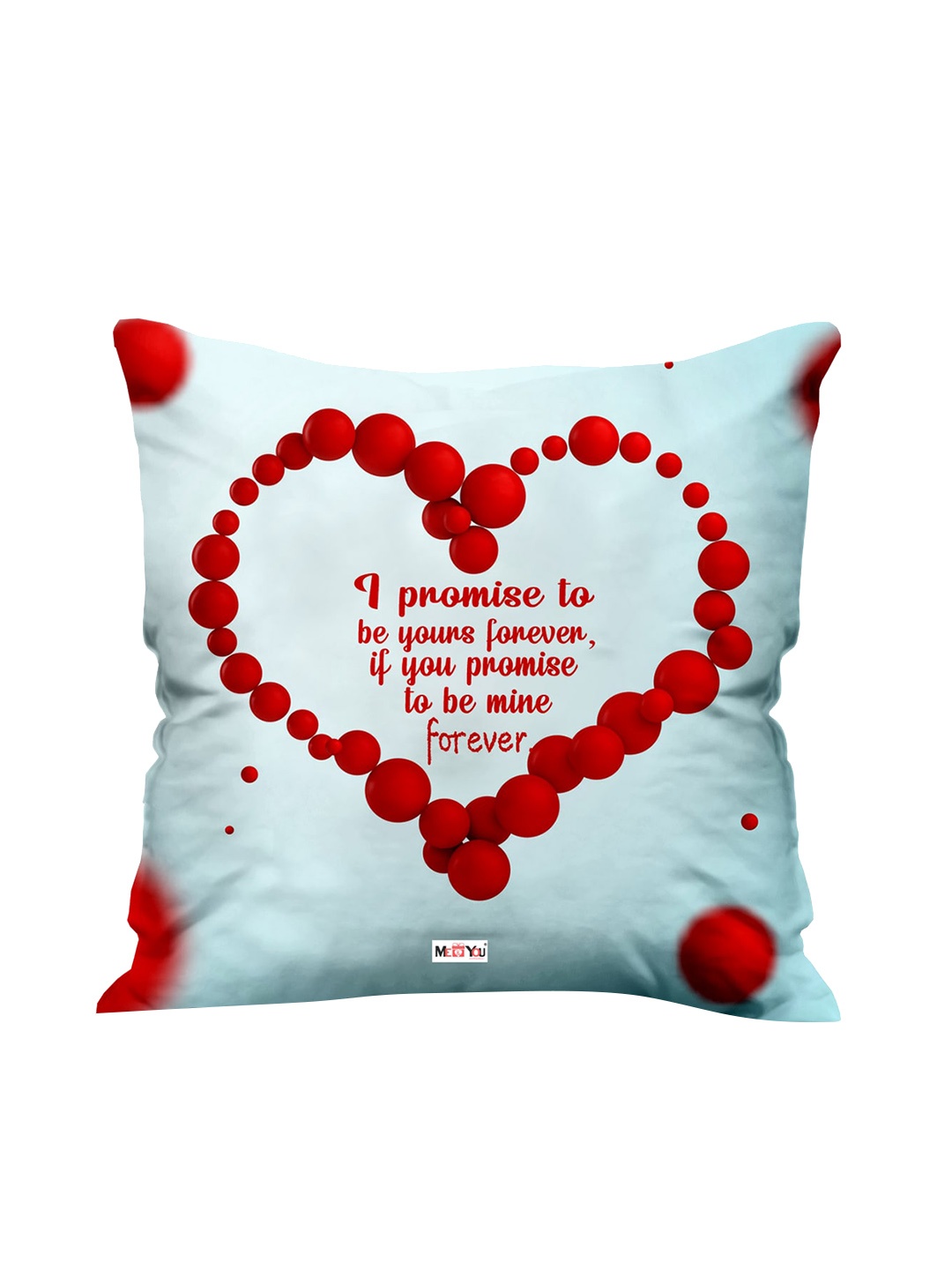 

ME & YOU White & Red Printed Square Cushion Cover