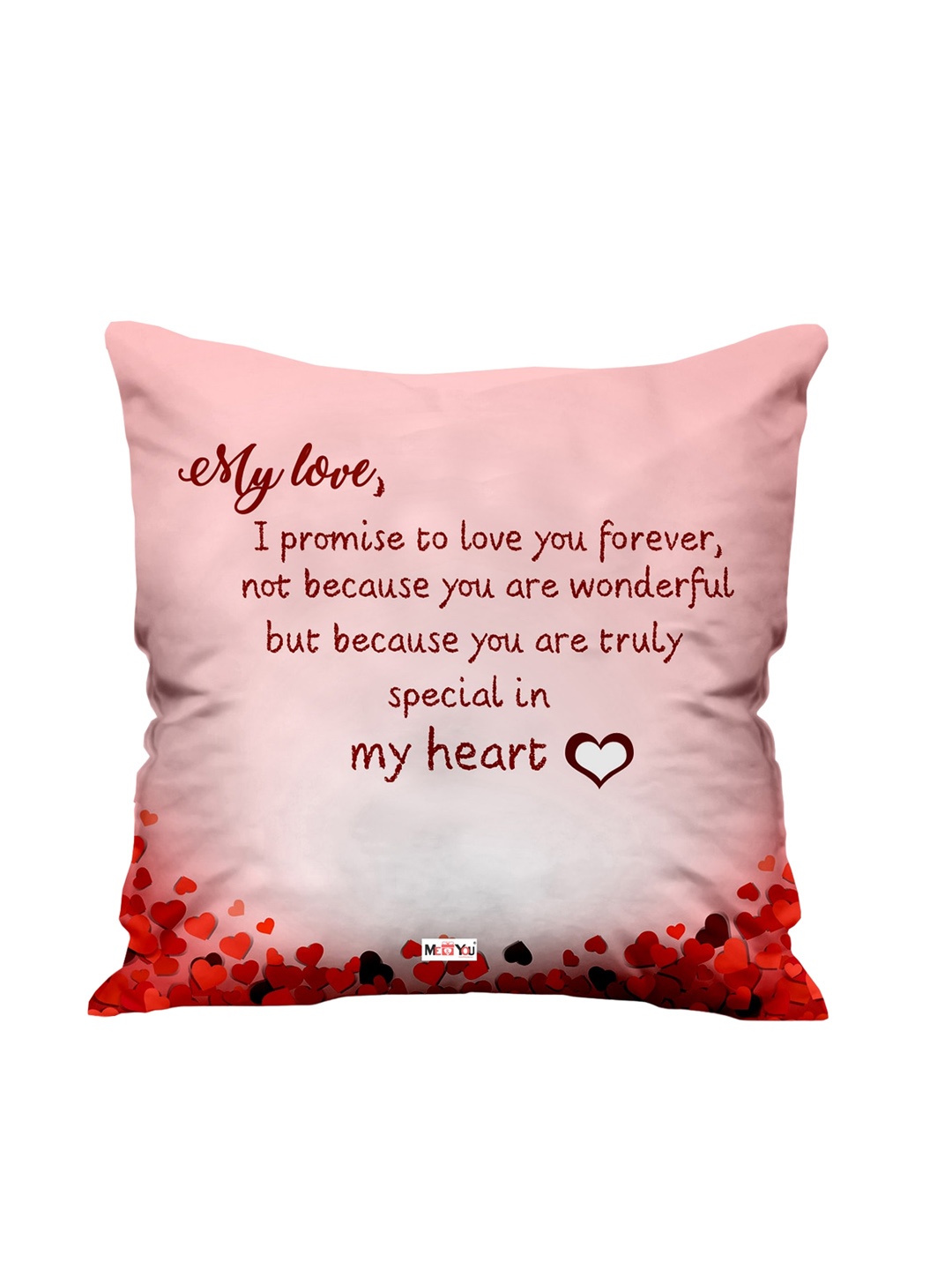 

ME & YOU Pink & Red Printed Fibre Filled Square Cushion