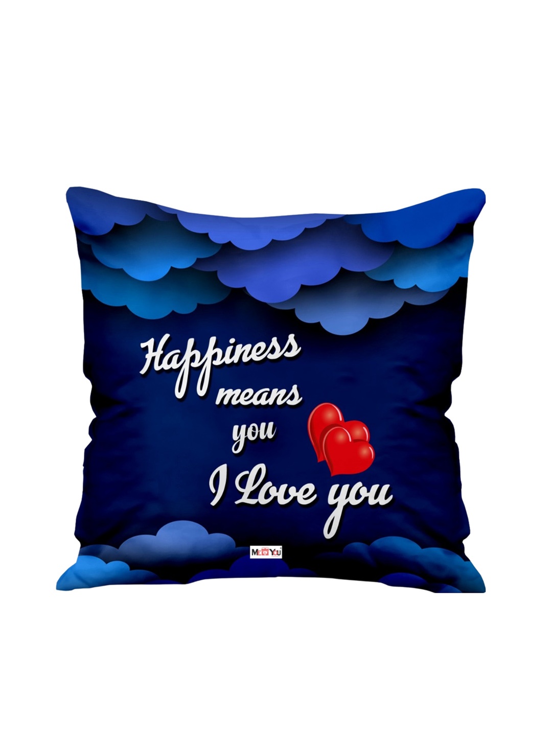 

ME & YOU Navy Blue & White Birthday Printed Fibre Filling Square Cushion