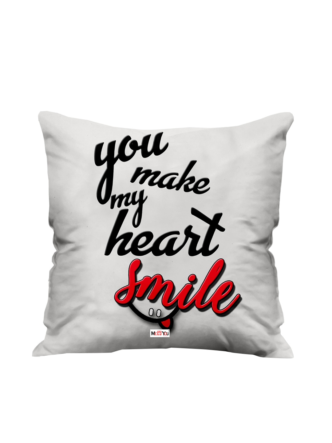 

ME & YOU White Printed Square Filled Cushion