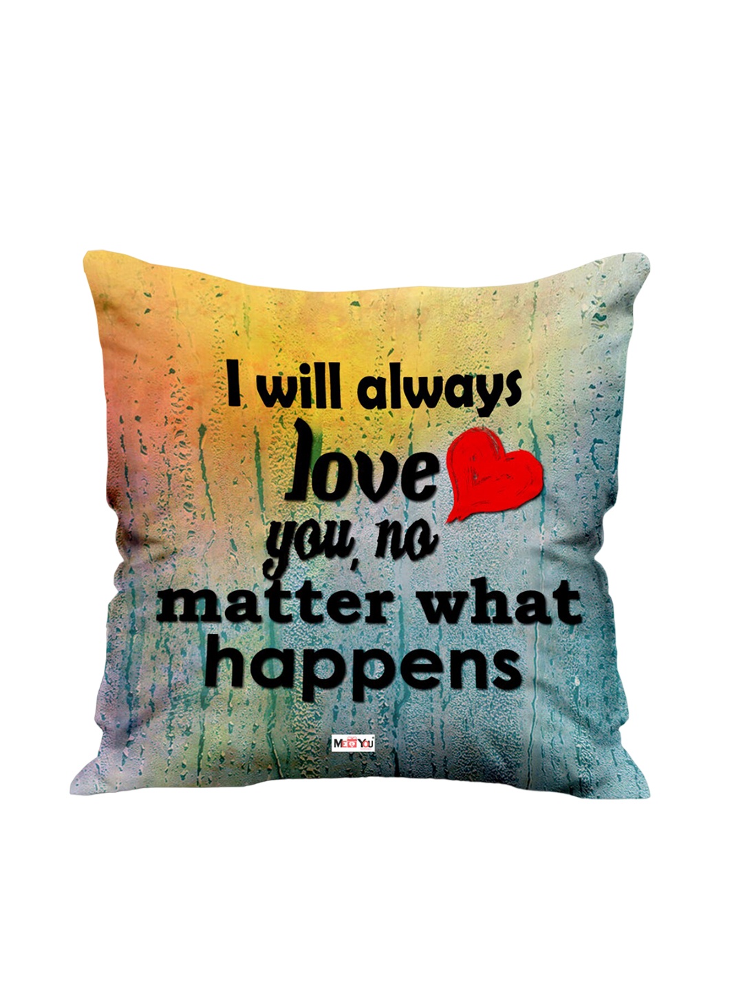 

ME & YOU Black & Yellow Ultra-Soft Printed Square Shaped Cushion, Blue