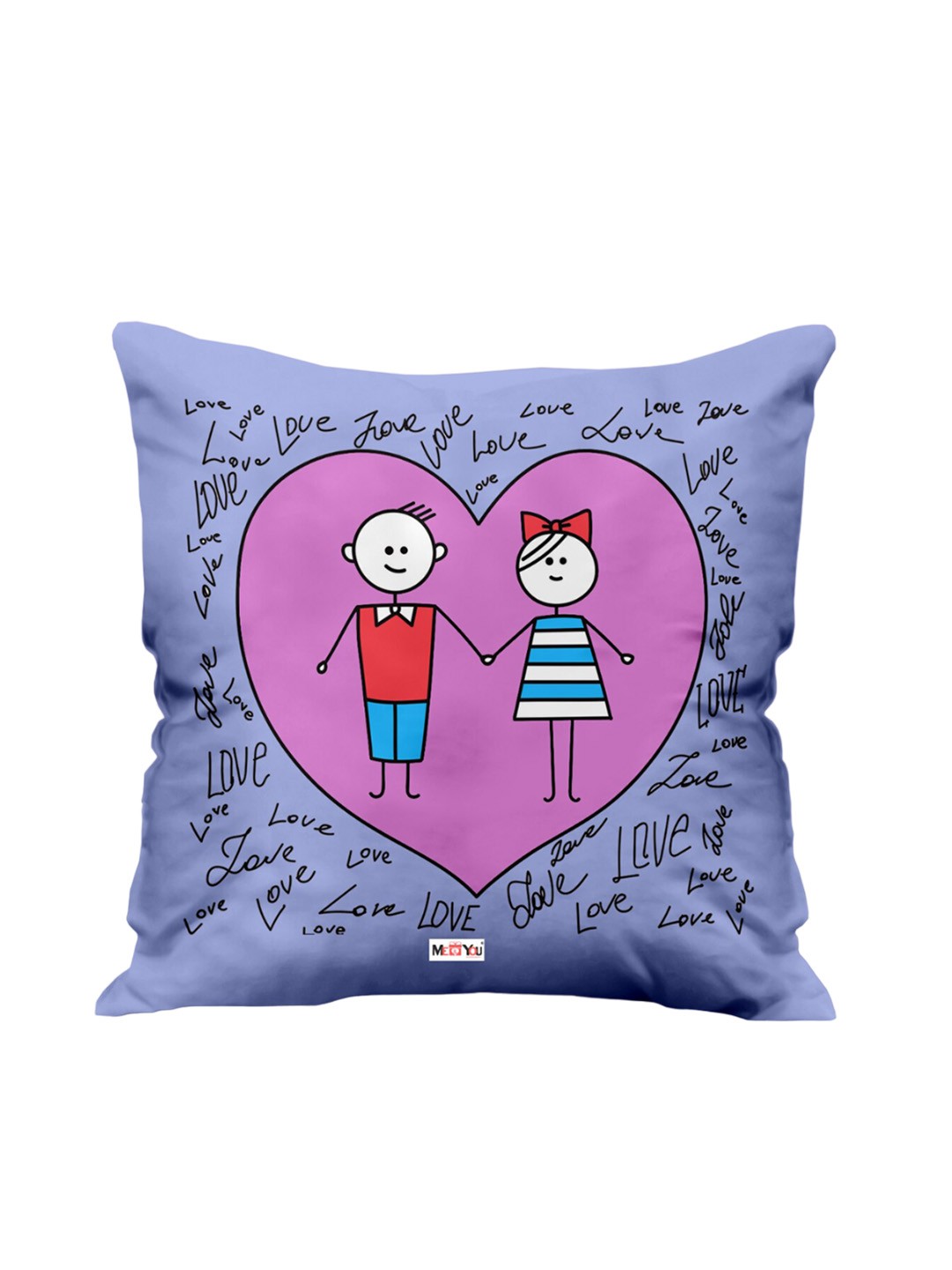 

ME & YOU Blue & Purple Printed Fibre Filling Square Cushion