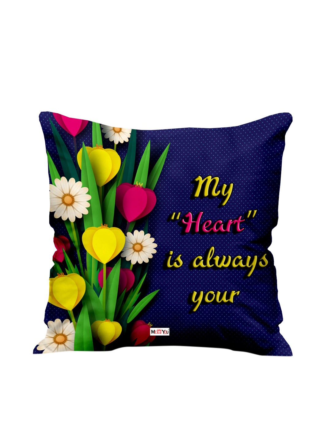 

ME & YOU Blue & Yellow Love Printed Ultra Soft Filled Cushion