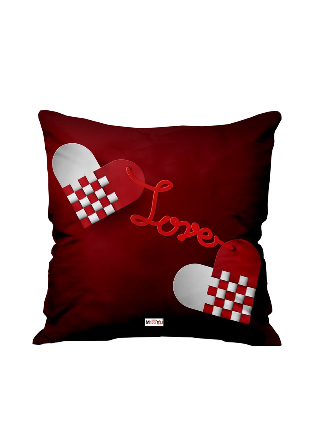 

ME & YOU Red & White Love Printed Square-Shaped Ultra-Soft Filled Cushion