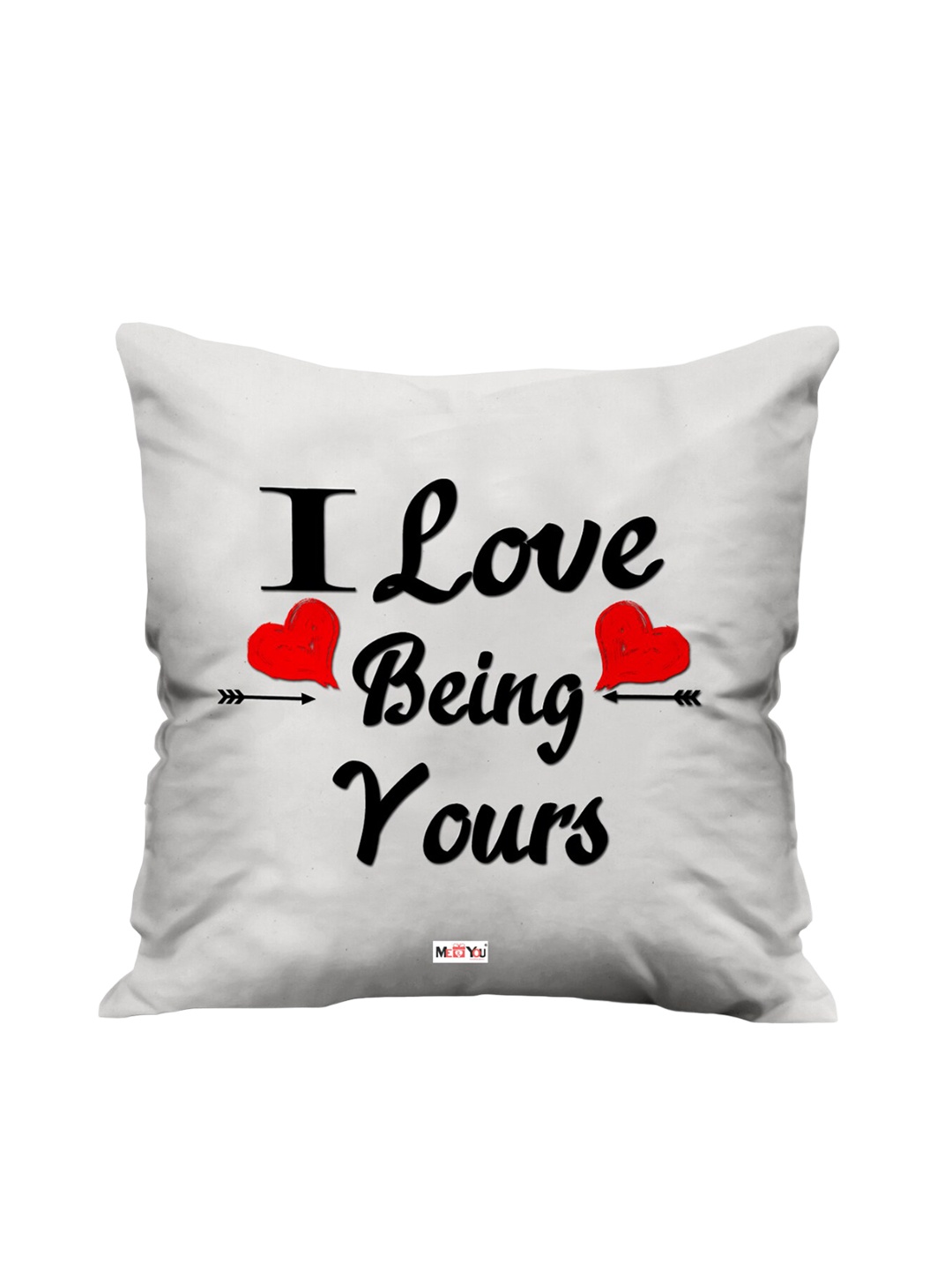 

ME & YOU White & Black Printed Filled Square Cushion, Grey