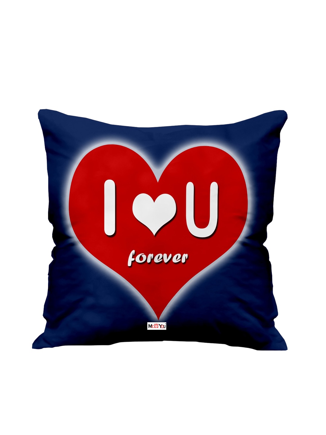 

ME & YOU Navy Blue & Red Printed Filled Cushion, Black