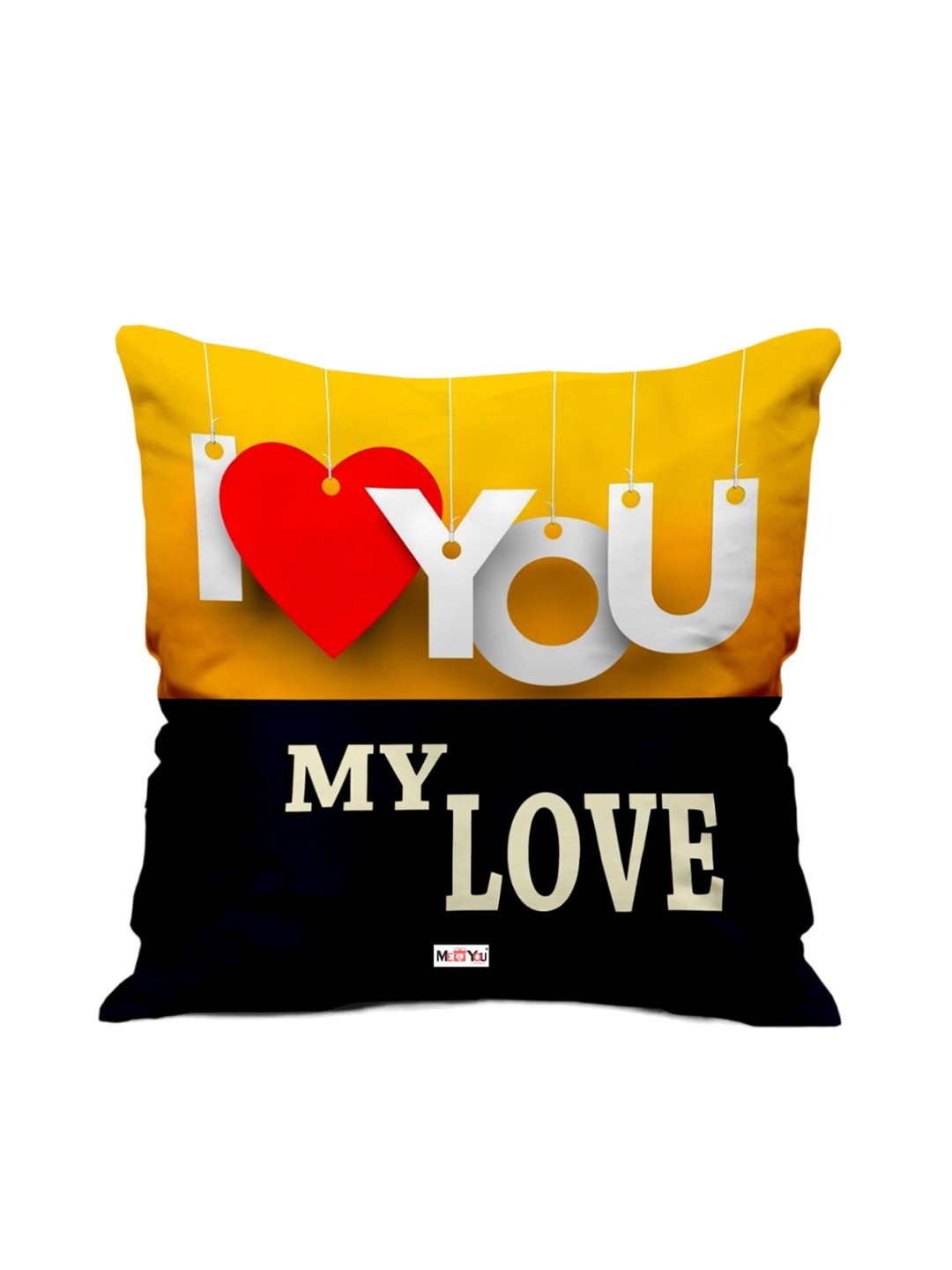 

ME & YOU Yellow & Black Love Quotes Printed Square Pre-Filled Cushion
