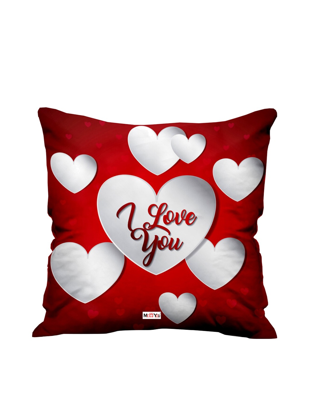 

ME & YOU Red & White Printed Fibre Filled Square Cushion