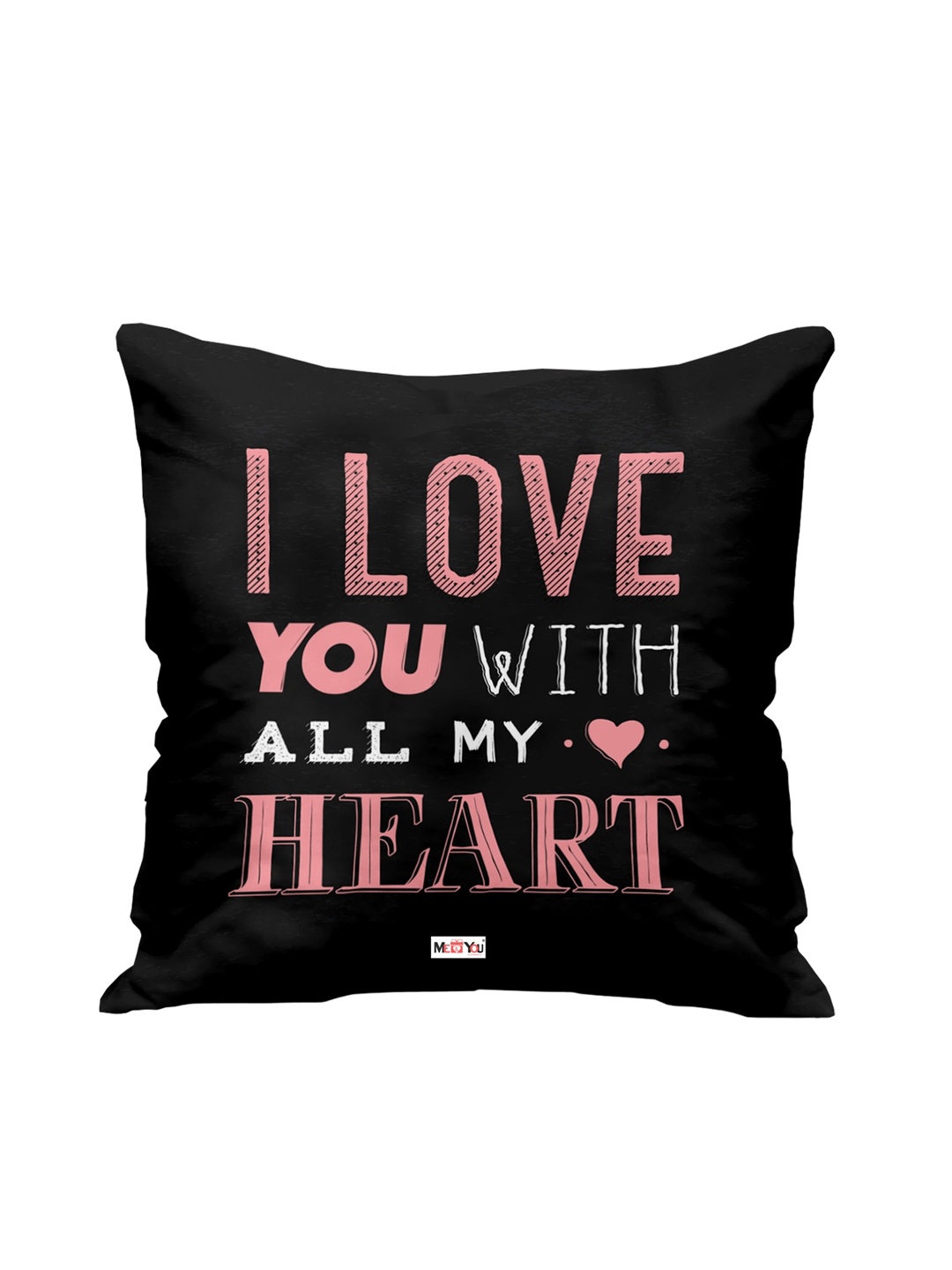 

ME & YOU Black & Pink Printed Fibre Filled Square Cushion