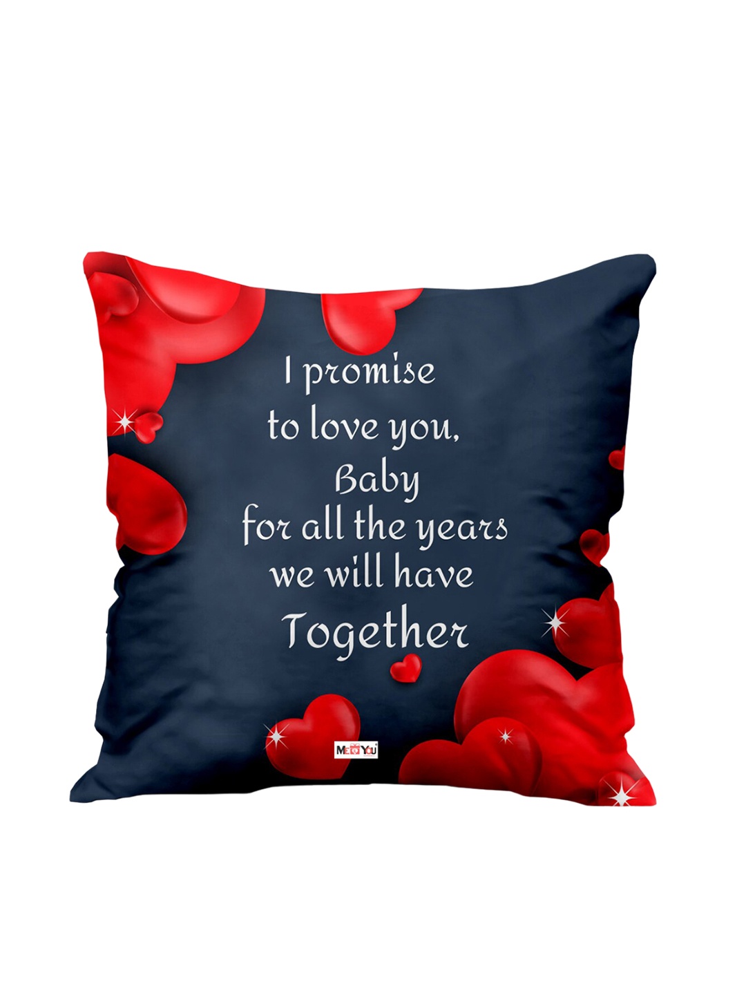 

ME & YOU Navy Blue & Red Printed Fibre Filled Square Cushion