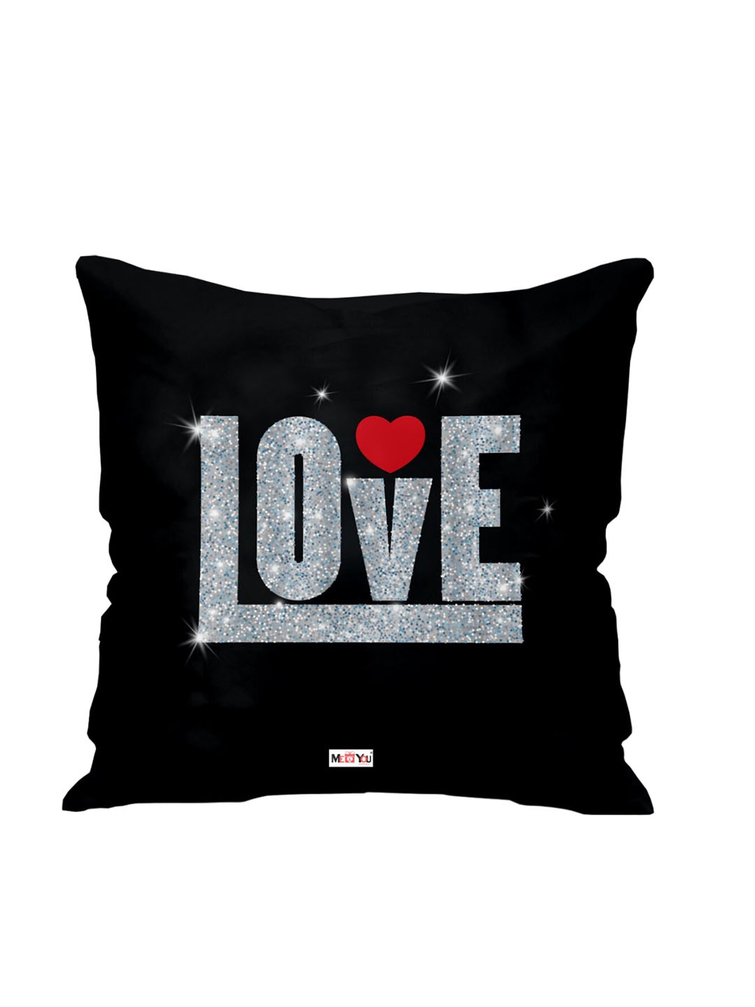 

ME & YOU Black & Grey Love Printed Square Fibre Pre Filled Cushion