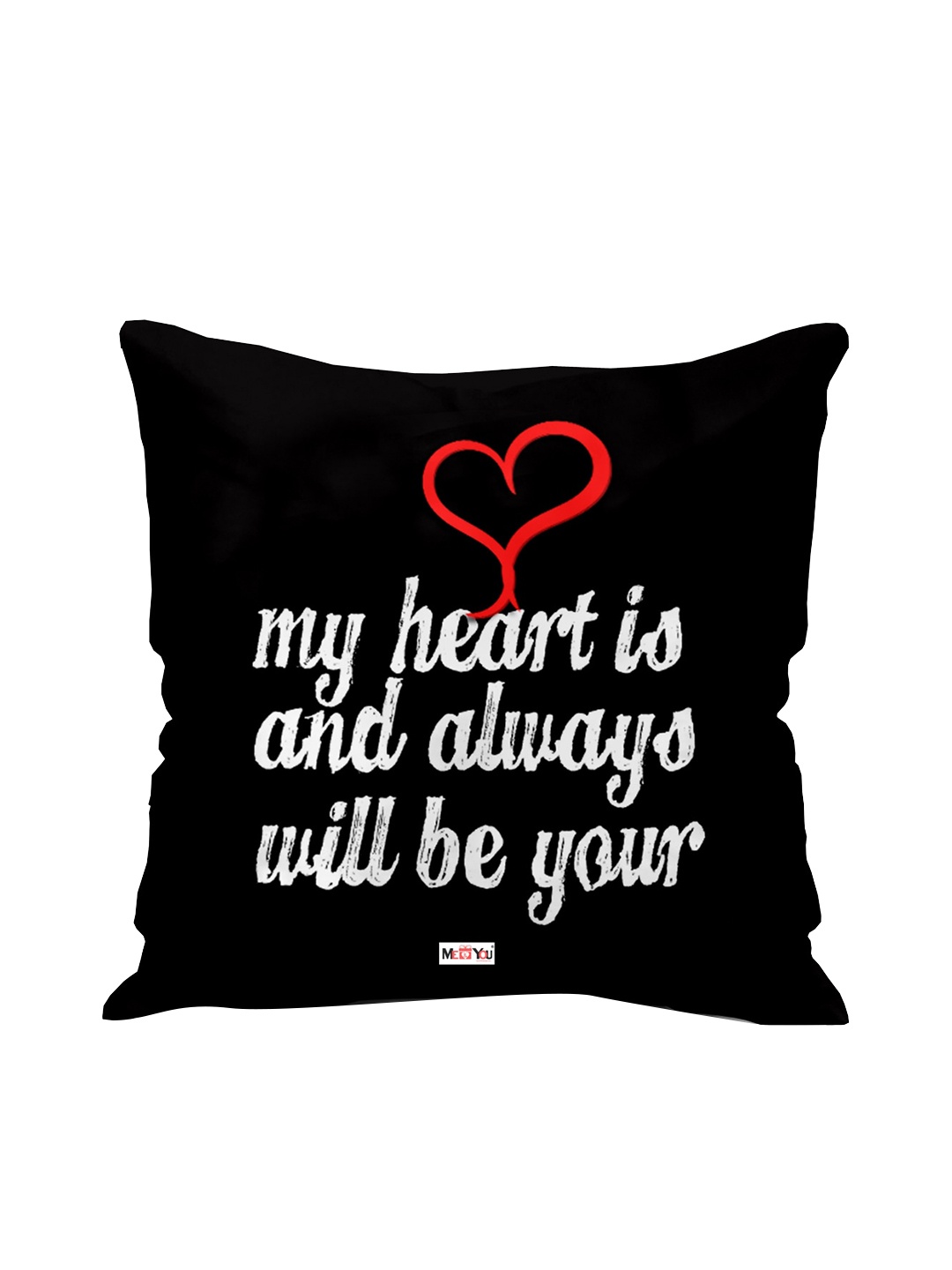 

ME & YOU Love Printed Fibre Pre Filled Cushion, Black