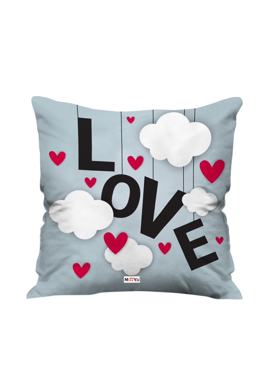 

ME & YOU Blue & Black Love Quoted Printed Square Fibre Pre Filled Cushion