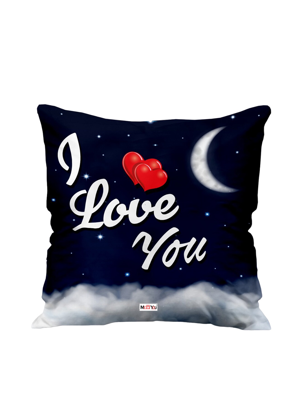 

ME & YOU Navy Blue & White Printed Square Filled Cushion