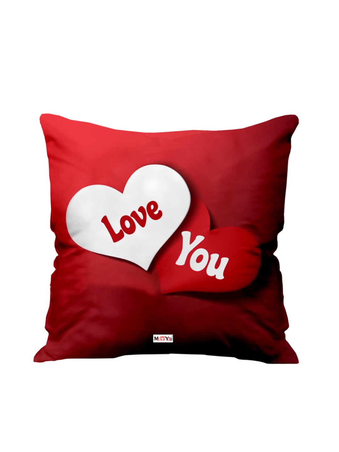 

ME & YOU White & Red Printed Ultra Soft Fibre Pre-Filled Square Cushion