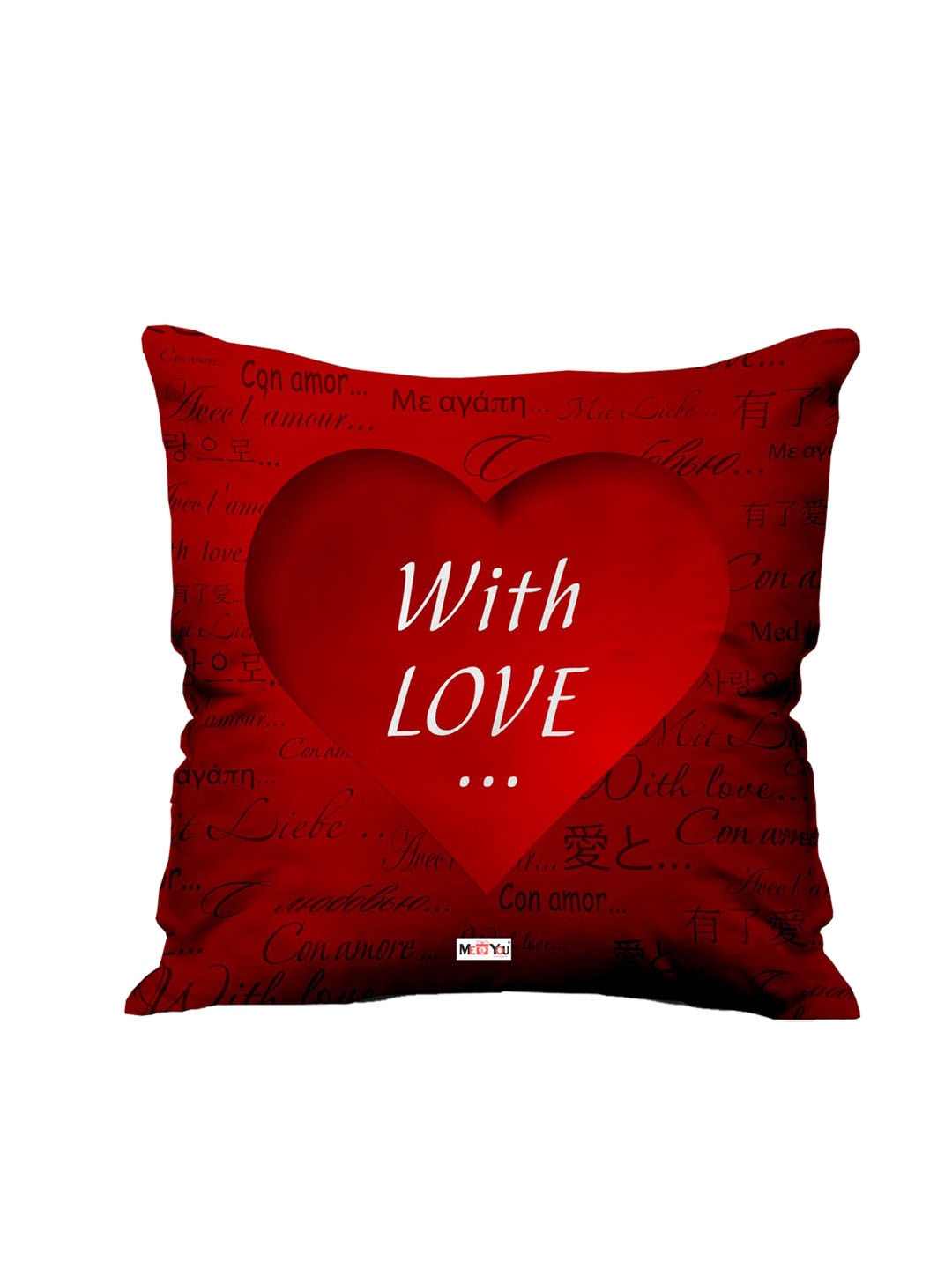 

ME & YOU Red & White Printed Fibre Filled Square Cushion