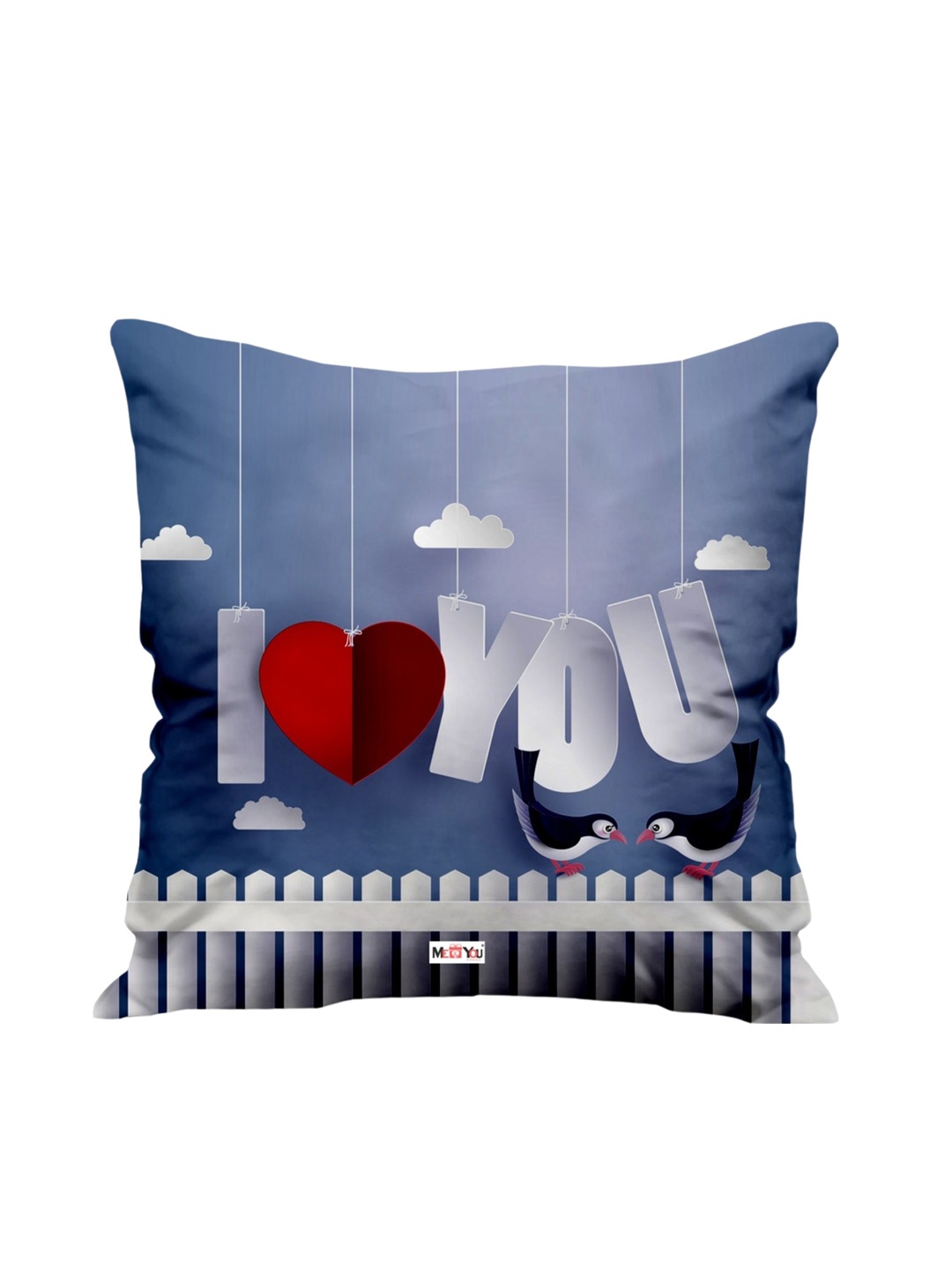 

ME & YOU Blue & Red Printed Square Pre-Filled Cushion