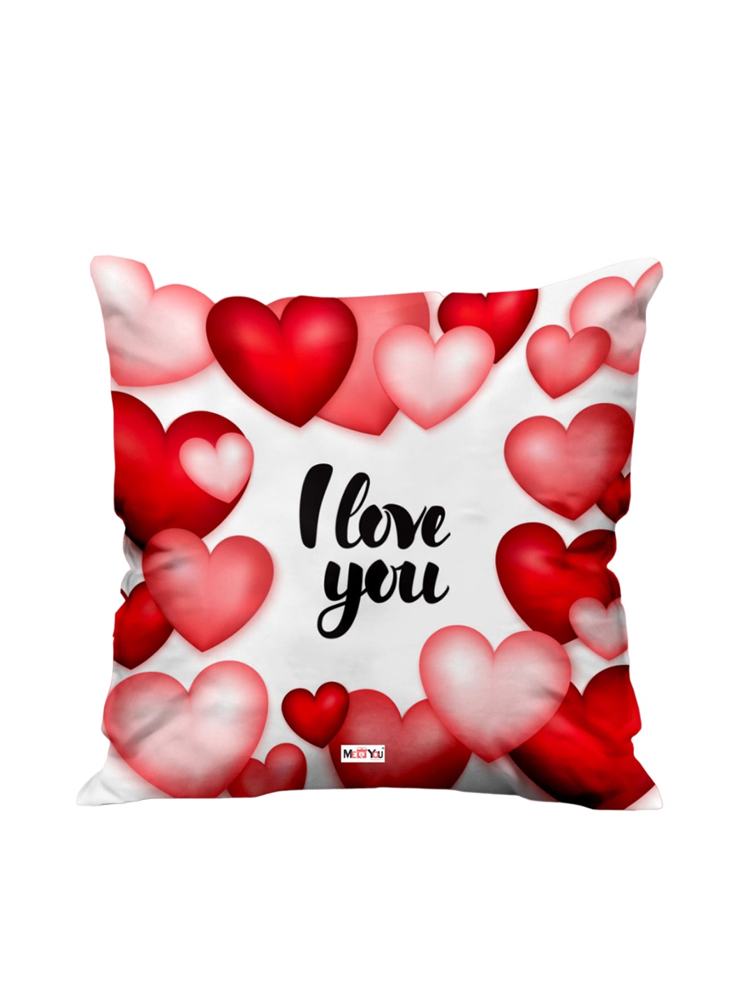 

ME & YOU White & Red Printed Ultra Soft Fibre Pre-Filled Square Cushion