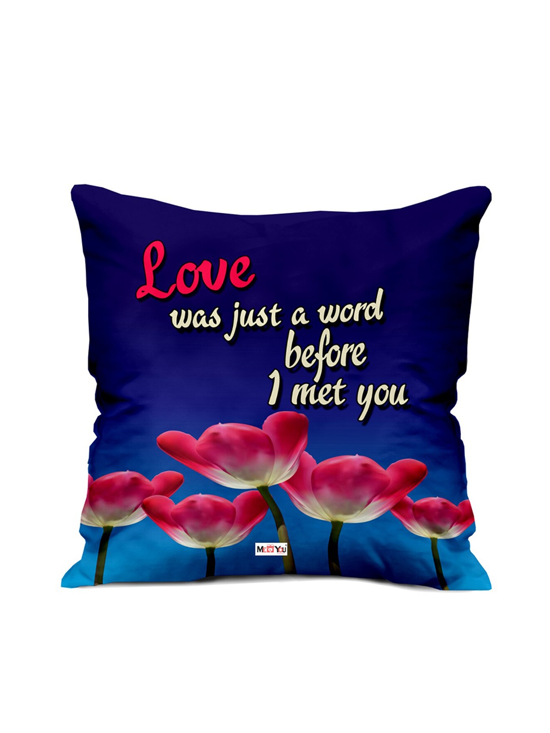 

ME & YOU Navy Blue & Red Love Printed Fibre Filling Square Cushion