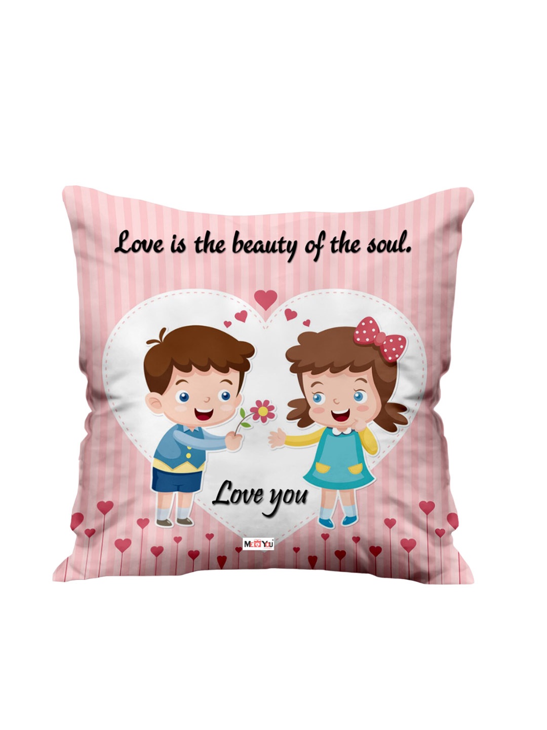 

ME & YOU Pink & White Printed Square Pre-Filled Cushion