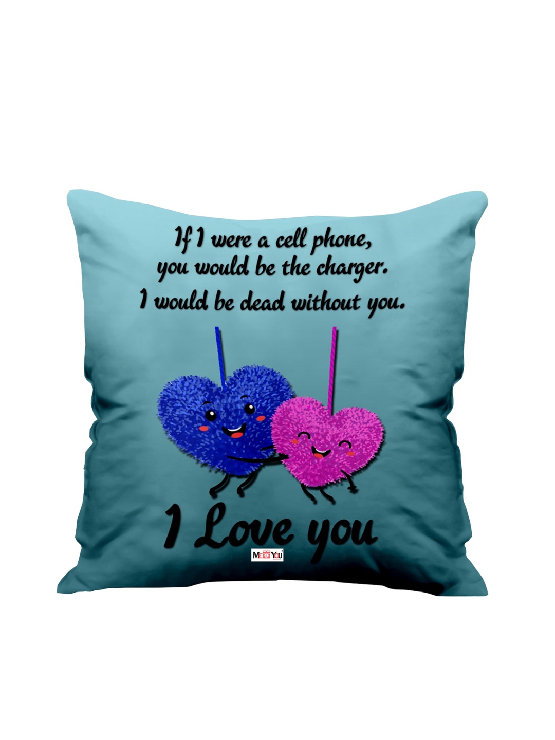 

ME & YOU Blue & Pink Birthday Printed Fibre Filled Square Cushion