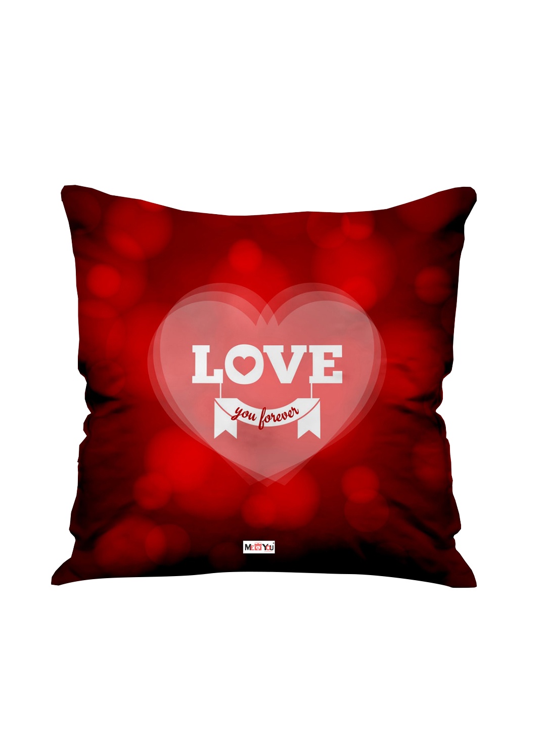 

ME & YOU Red & White Love Quoted Square Shape Fibre Pre Filled Cushion