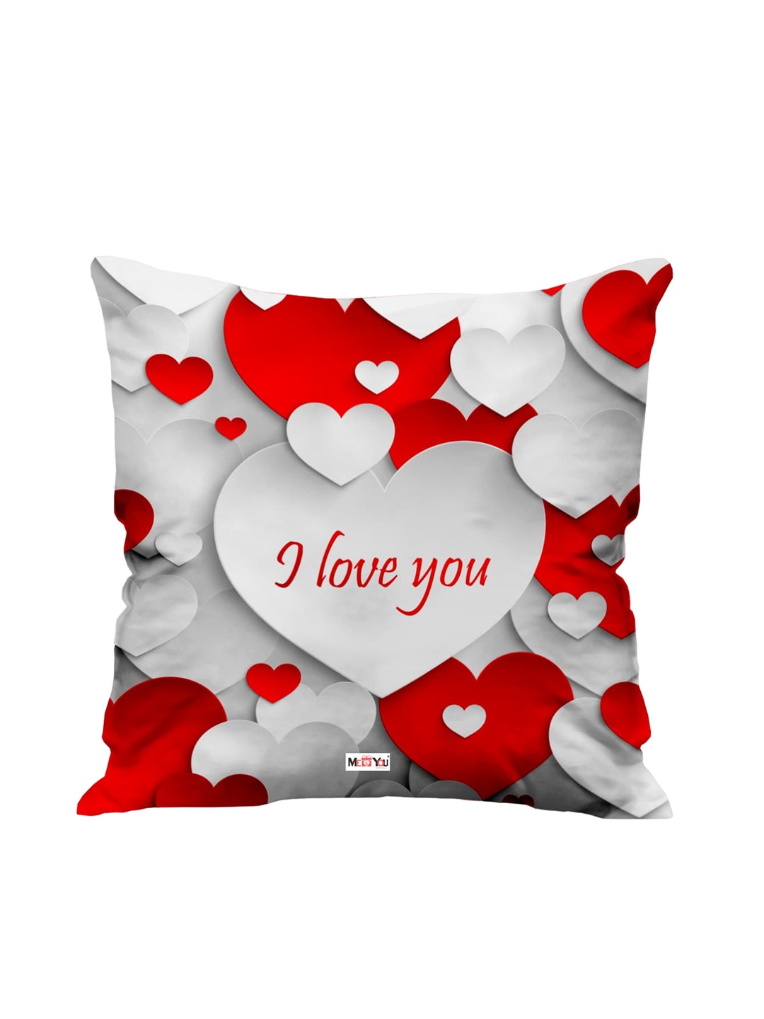 

ME & YOU White & Red Love Quotes Printed Square Pre-Filled Cushion