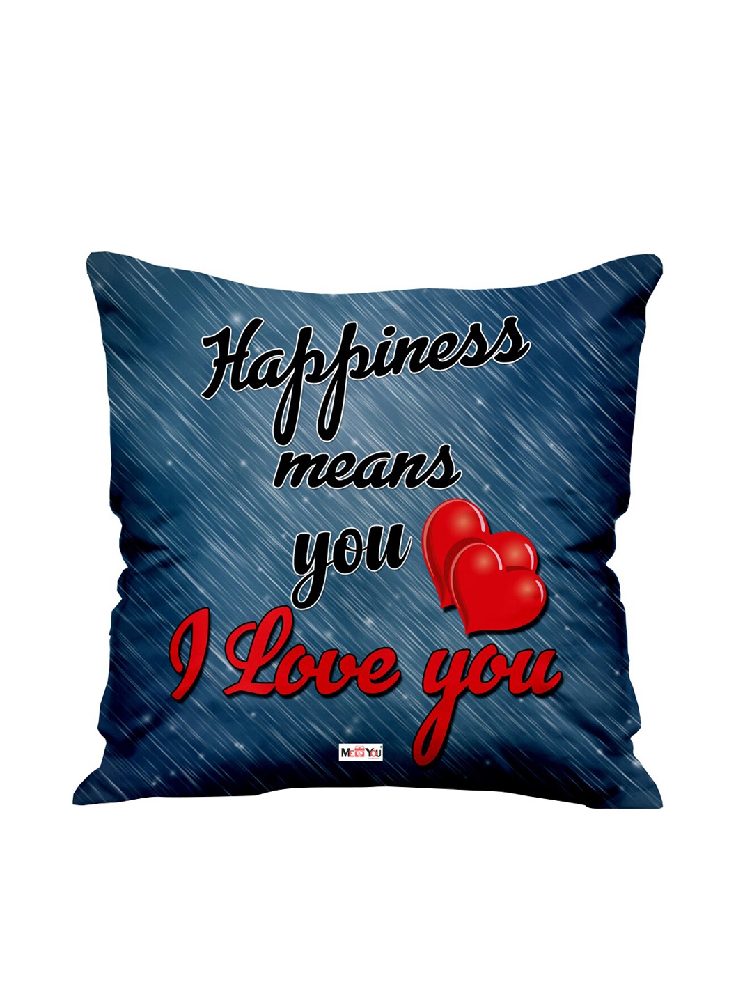 

ME & YOU Navy Blue & Red Printed Fibre Filling Square Cushion