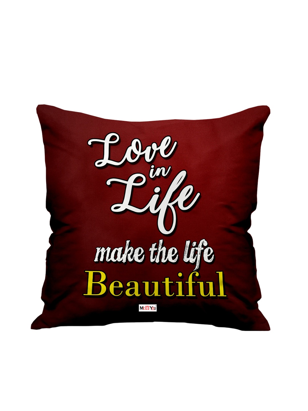 

ME & YOU Maroon & White Love Printed Fibre Filled Square Cushion