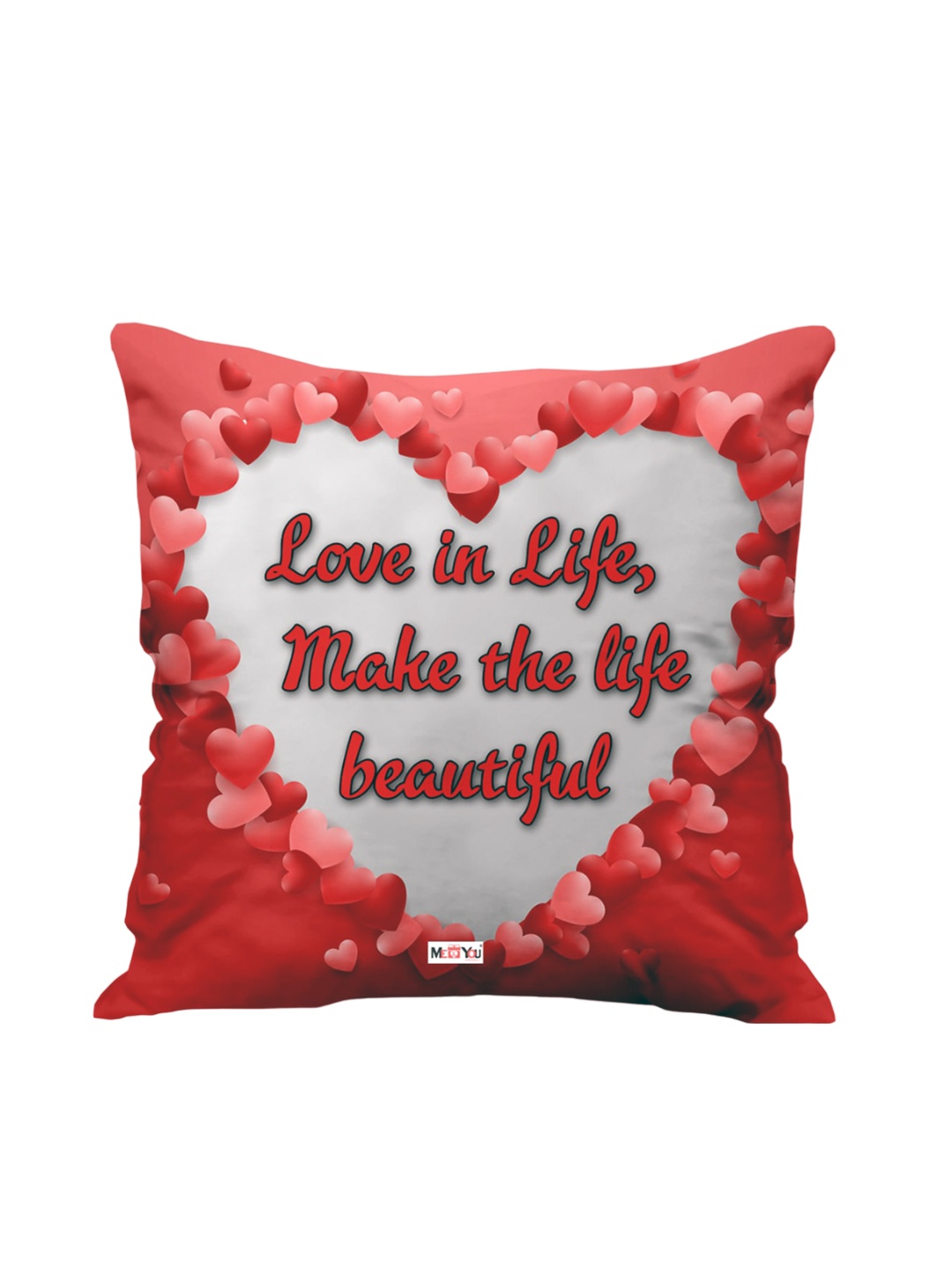 

ME & YOU Grey & Red Printed Ultra Soft Fibre Pre-Filled Square Cushion