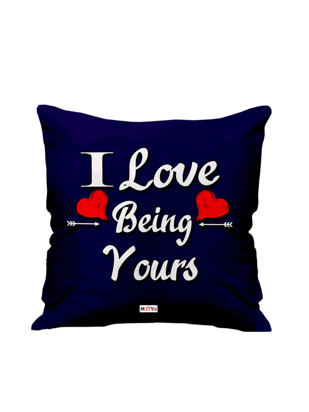 

ME & YOU Navy Blue & White Love Printed Square Fibre Pre Filled Cushion