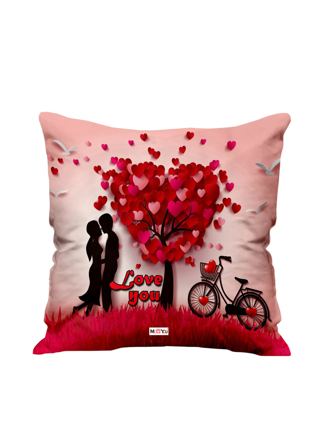 

ME & YOU Pink & Red Printed Square Pre-Filled Cushion